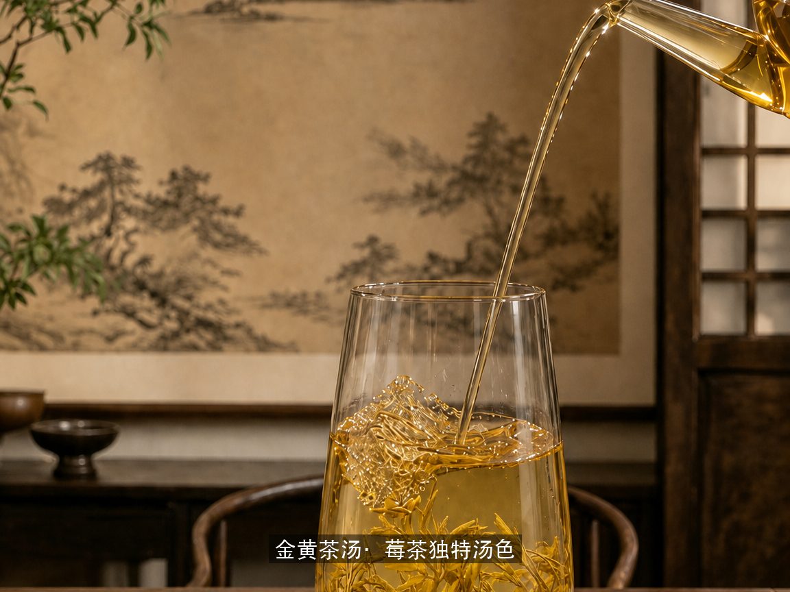 金黄茶汤——莓茶独特的冲泡汤色