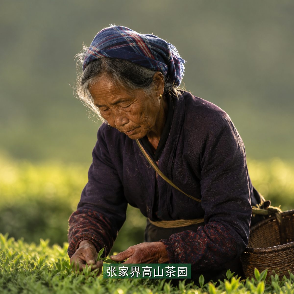 张家界高山茶园采茶